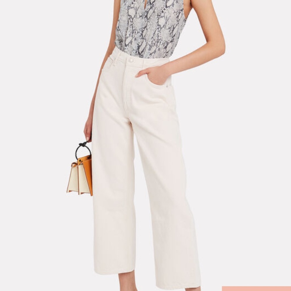 Agolde High Rise Wide Leg Jeans in Cream